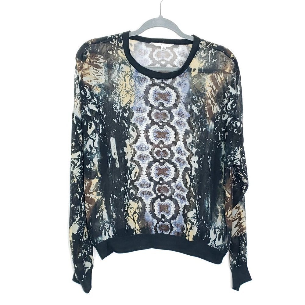 Cabi "Dressed Up Sweatshirt" Sheer Python Size M - image 3